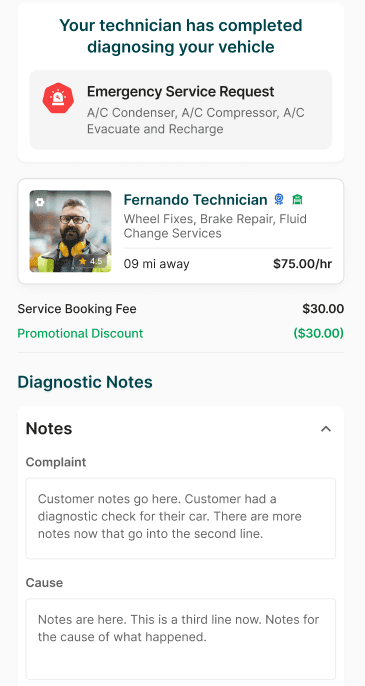 Receive a service estimate